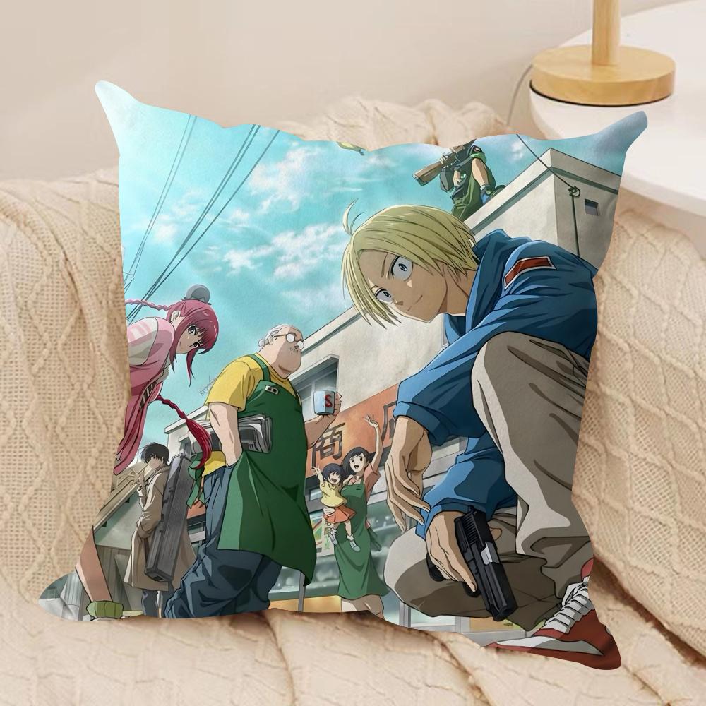 Anime S-Sakamoto Days Cushion Cover Soft Plush Double-Sided Pillow Cover Cozy Sofa Cushion Case Home Gift for Living Room