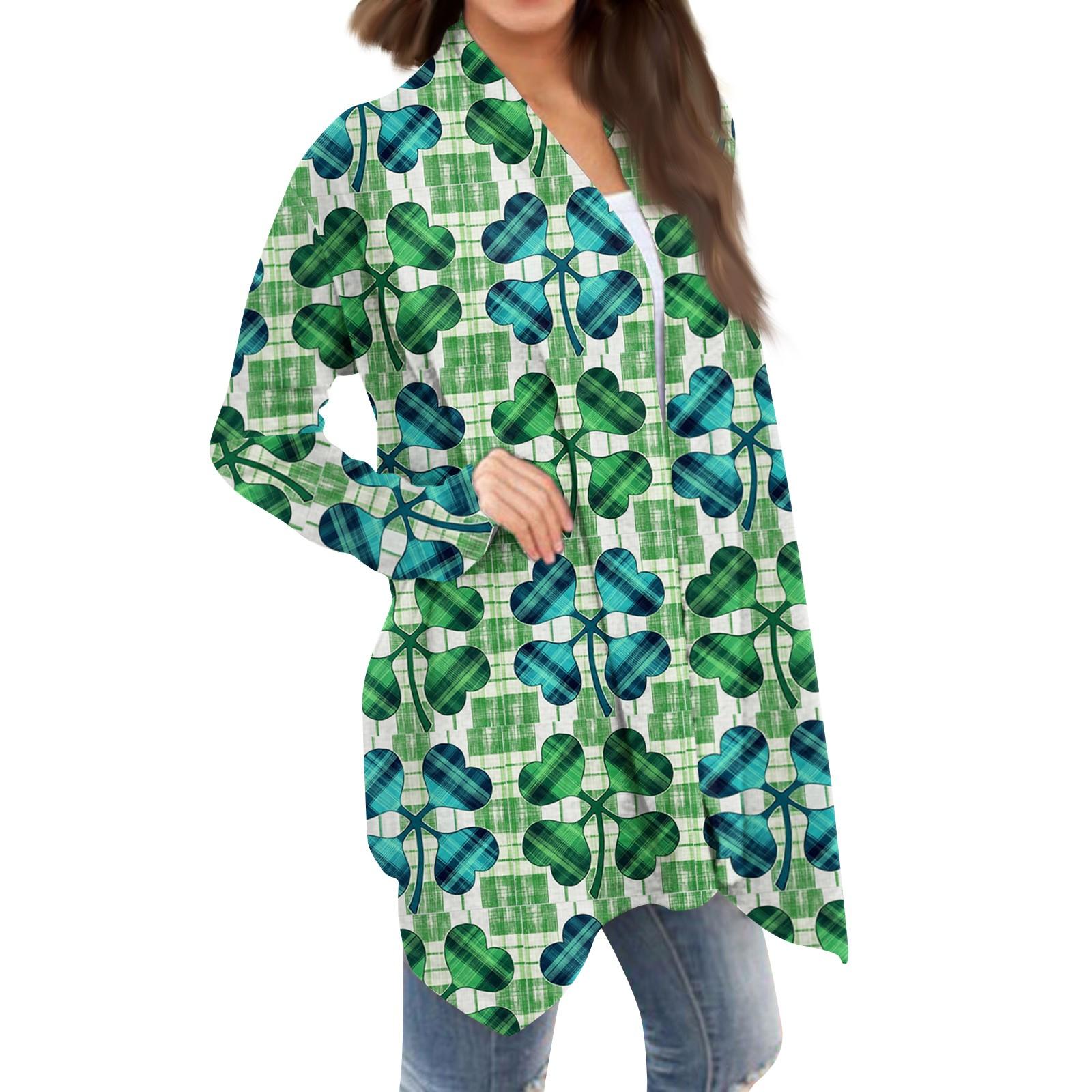 

Женская мода, повседневный рождественский принт, кардиган средней длины, куртка, пальто L армия зеленый