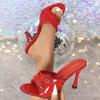 Fashion High Quality Patent Leather Buckle High Heel Sandals Women Sexy Open Toe Round Toe Designer Brand Sandals Comfort Banquet Pumps