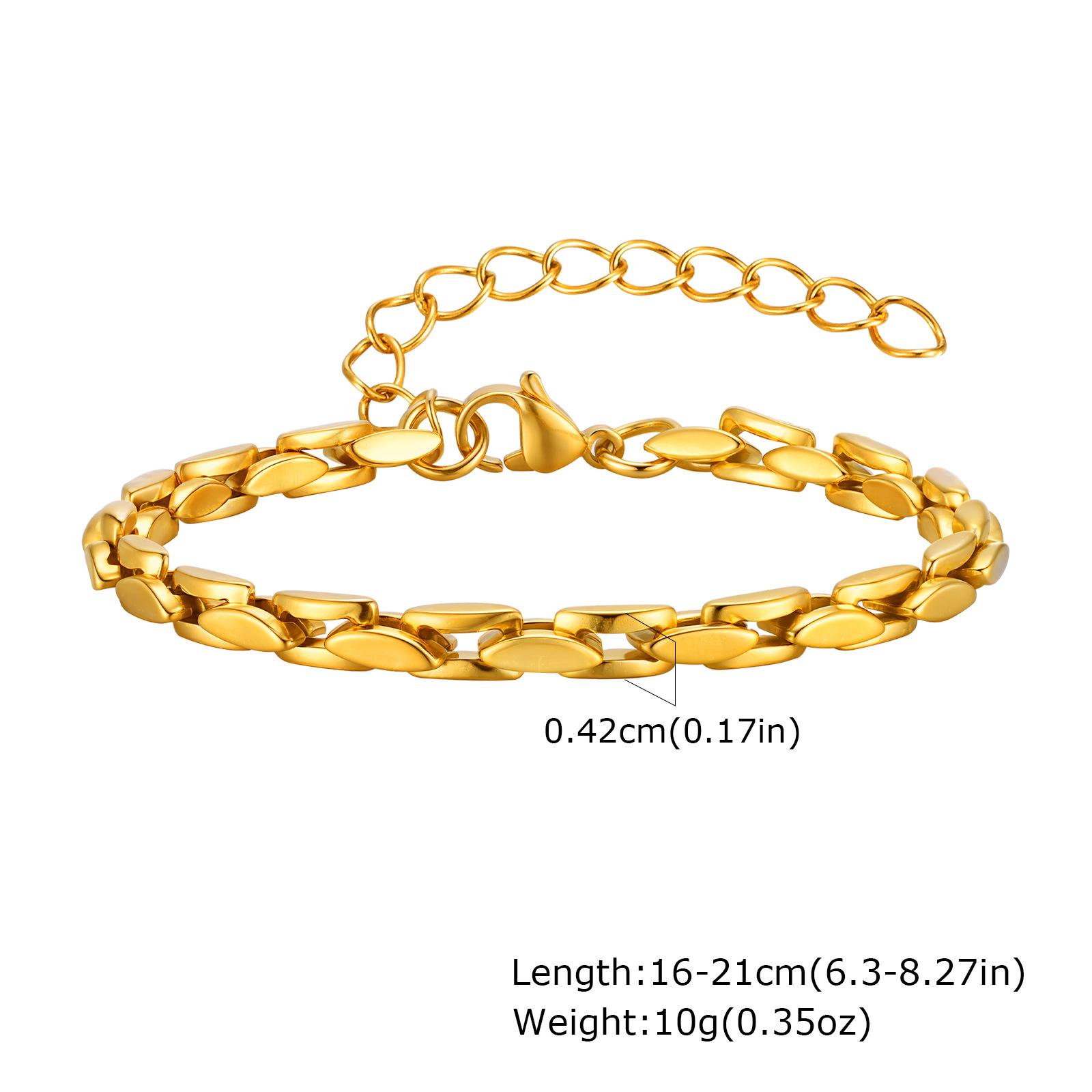 Stainless Steel Handmade Chain Gold Bracelet Simple Fashion Personality Women 2324 золотой