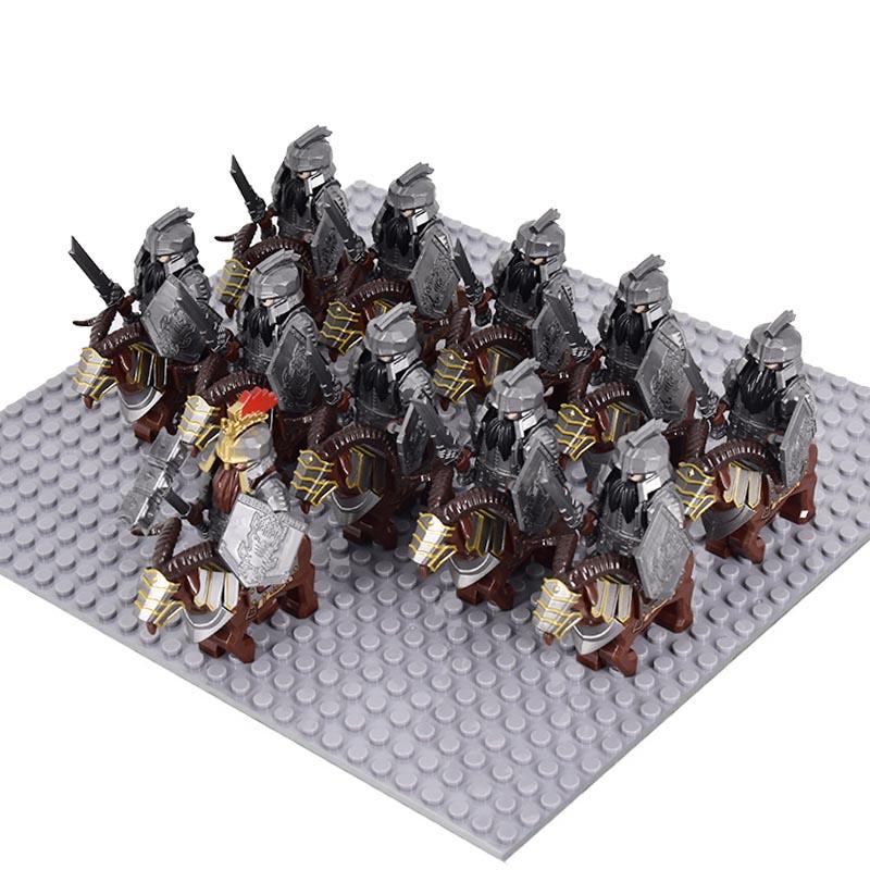 MOC Medieval Uruk-hai Orc Soldiers Raider Vargr Wolf Mount Knights Mini Figurine Building Block Set Educational Toy for Kids