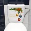 A Christmas-Themed Toilet Seat Sticker Featuring a Wreath And Colorful Balls, Made of Waterproof, Removable PVC for Decoration.