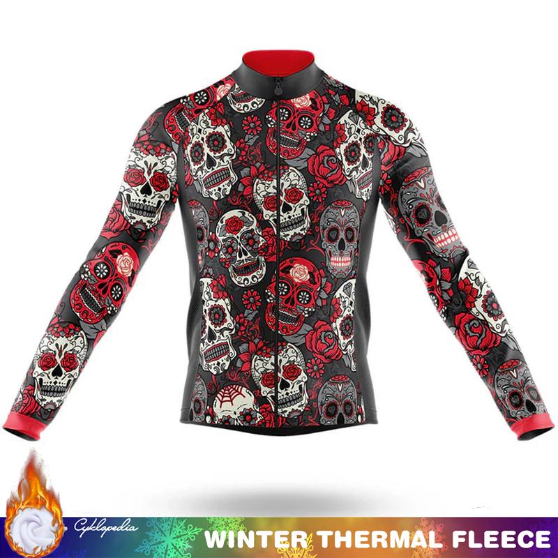 SKULL Cycling Jersey Fleece Outfit 2026 Winter Thermal Mens Clothes Uniform Man Road Bikes Men Retro Clothing Men's Biking Cycle
