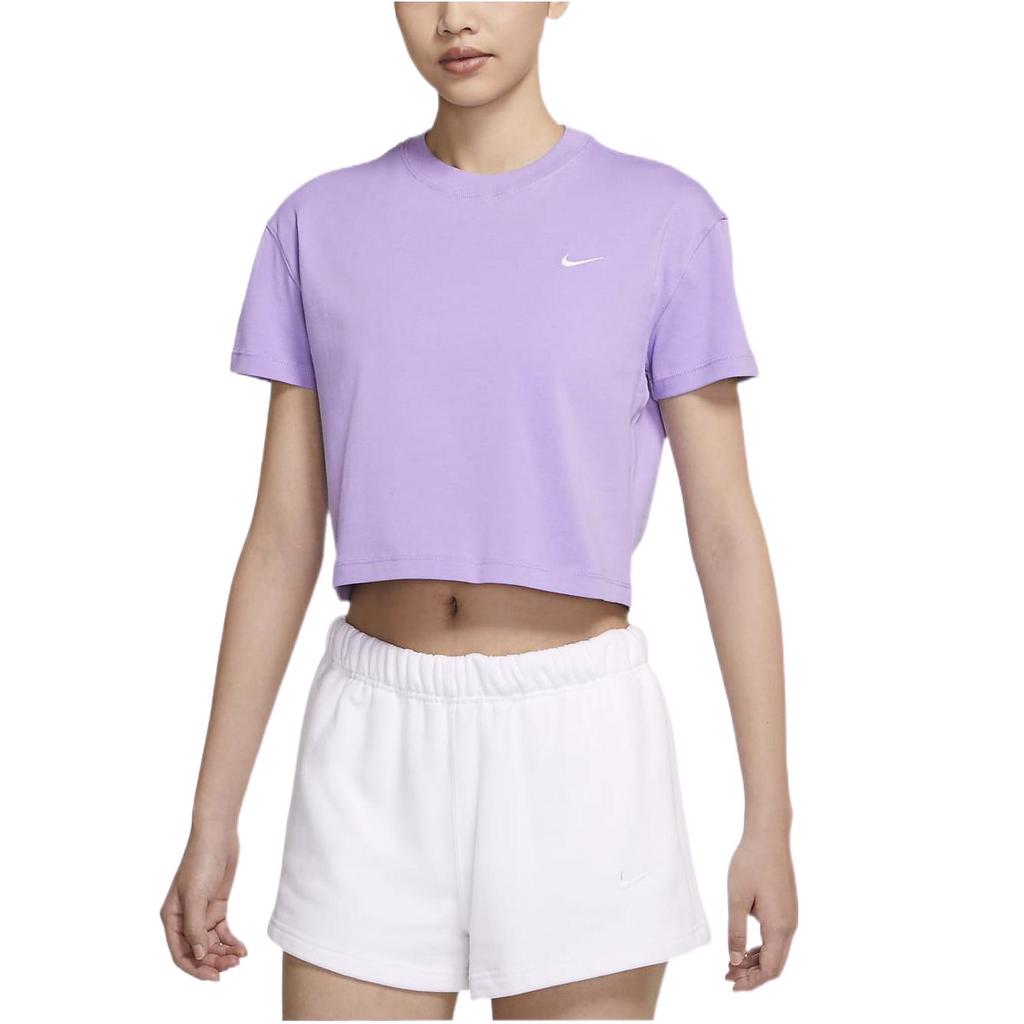 Nike Casual Solid Color Logo Short Sleeve Round Neck T-Shirt Women Tops Purple DA0324-563