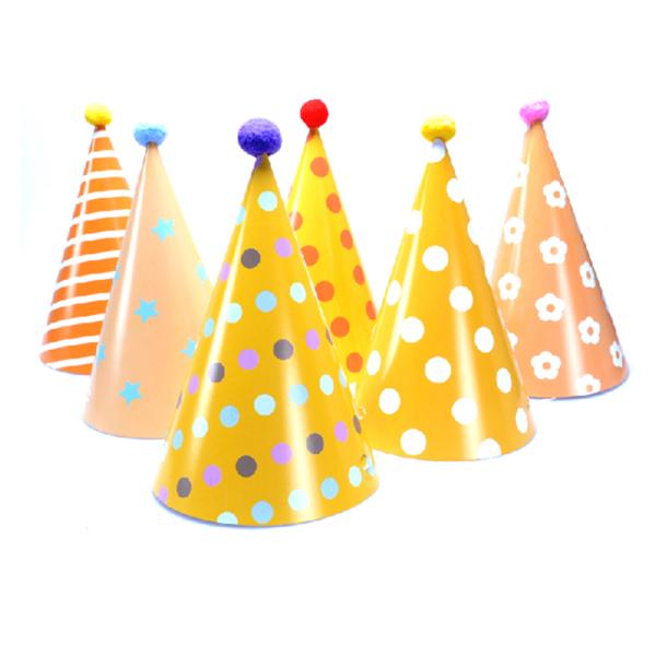 6pcs Birthday Hat Cone Hats Paper Hat 