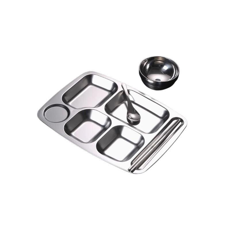 Food-Grade 304 Stainless Steel 6-Compartment Meal Tray