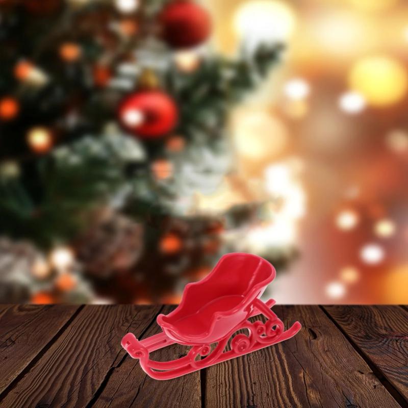 Red Christmas Sleigh Decorations Mini Plastic Sleigh Ornaments for Holiday Tabletop  Window Display, Festive DIY Christmas Decor