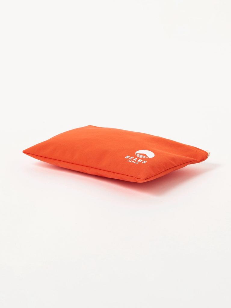 Beams Japan Logo Flat Pouch, Large, Orange, Free Size