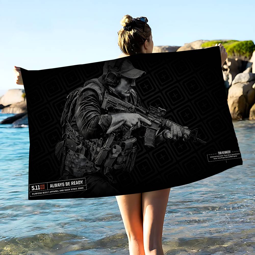 Dalangpa White 5.11 Tactical Microfiber Printed Beach Towel Mountain Climbing Yoga Beach Swimming Running Absorbent Soft Towel
