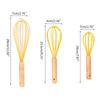 Baking Home Wooden Handle Manual Silicone Cream Stirring Frother Whisk Mixer Blender Egg Beater