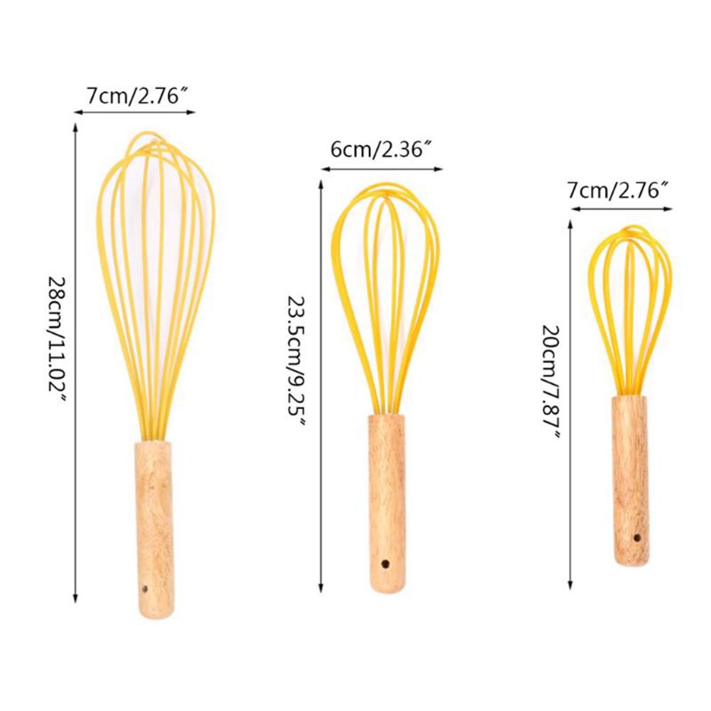 Baking Home Wooden Handle Manual Silicone Cream Stirring Frother Whisk Mixer Blender Egg Beater