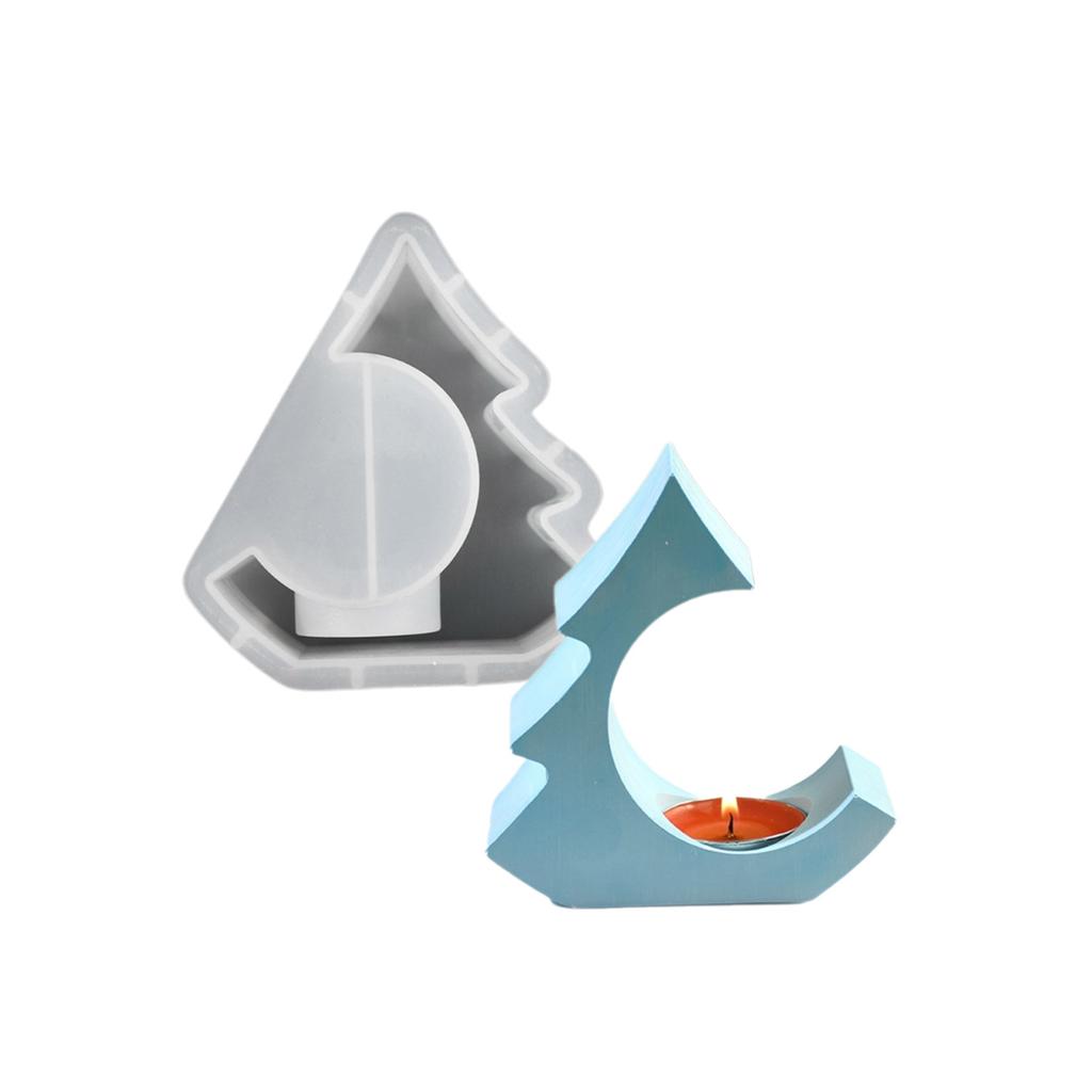 Handgemachte Kerzenständer Silikon Bastelform Haus/Baum Form Kerzensockel Formen Harz Bastelformen Silikon Textur