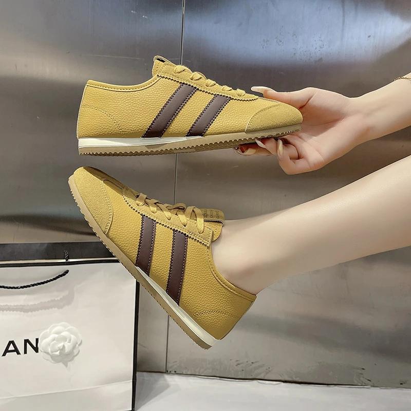 New Style Shallow Mouth Small White Shoes All-Match Casual Female Sneakers Dress Flats Women Wedge Round Toe Sports Lace-Up Flat