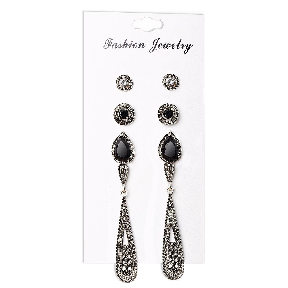 12 Pairs / Set of Bohemian Alloy Heart Moon Earrings Set Women Fashion Jewelry Party Gifts
