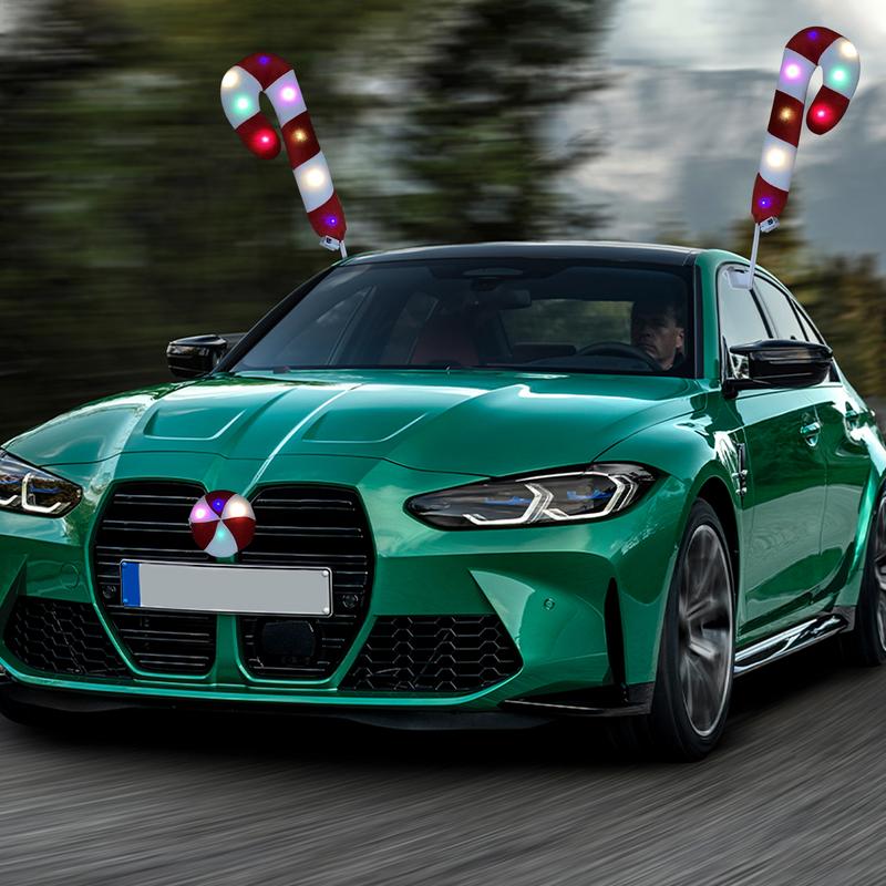 Christmas Car Exterior Decor Reindeer Antlers With Led Lights Reindeer Antler Car Decoration Kit Car Luminous Festival Decor