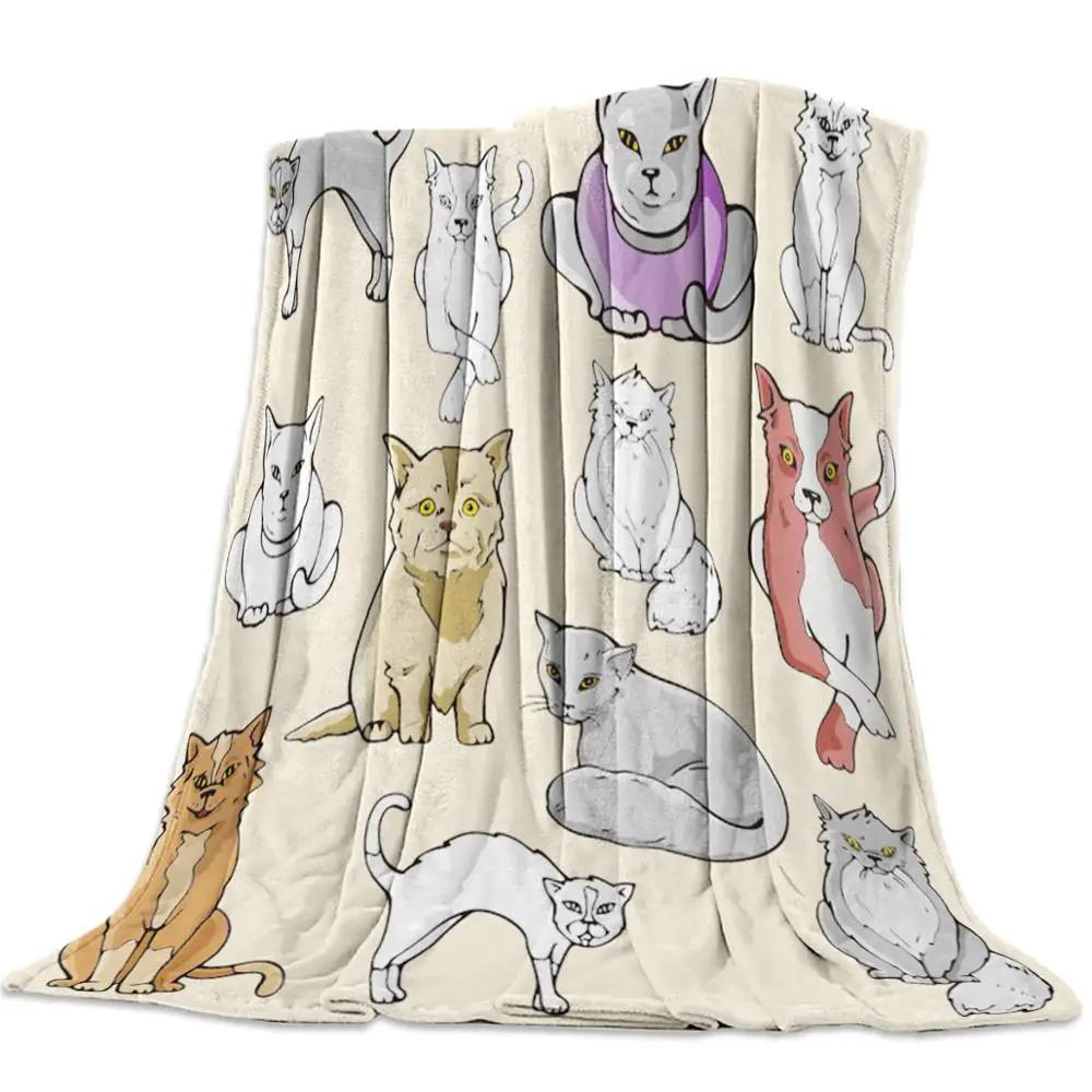 Flannel Blanket for Bed Cartoon Forest Animal Tree Fox Bear Rabbit Kids Throw Blanket Portable Super Soft Blanket Warm King Size