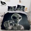 Trippy Alien Duvet Cover Set Queen Alien Skull Bedding Set Psychedelic Space Watercolor Colorful Queen Size Bedspread Alien Gift