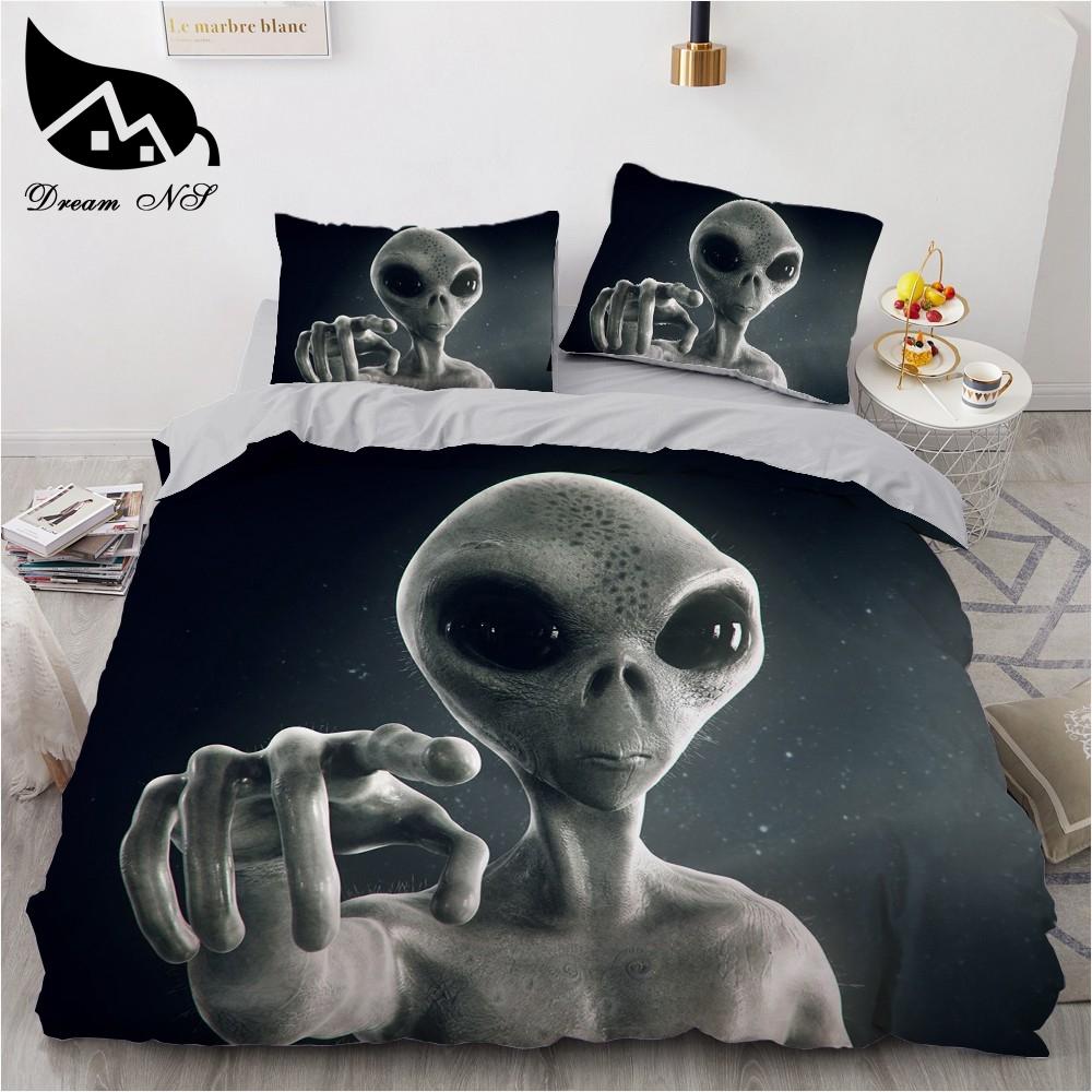 Trippy Alien Duvet Cover Set Queen Alien Skull Bedding Set Psychedelic Space Watercolor Colorful Queen Size Bedspread Alien Gift