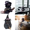 Creative Resin Sculpture Flying Broom Cat Small Cute Black Cat Statue Halloween Accessories Ornaments Party Decor