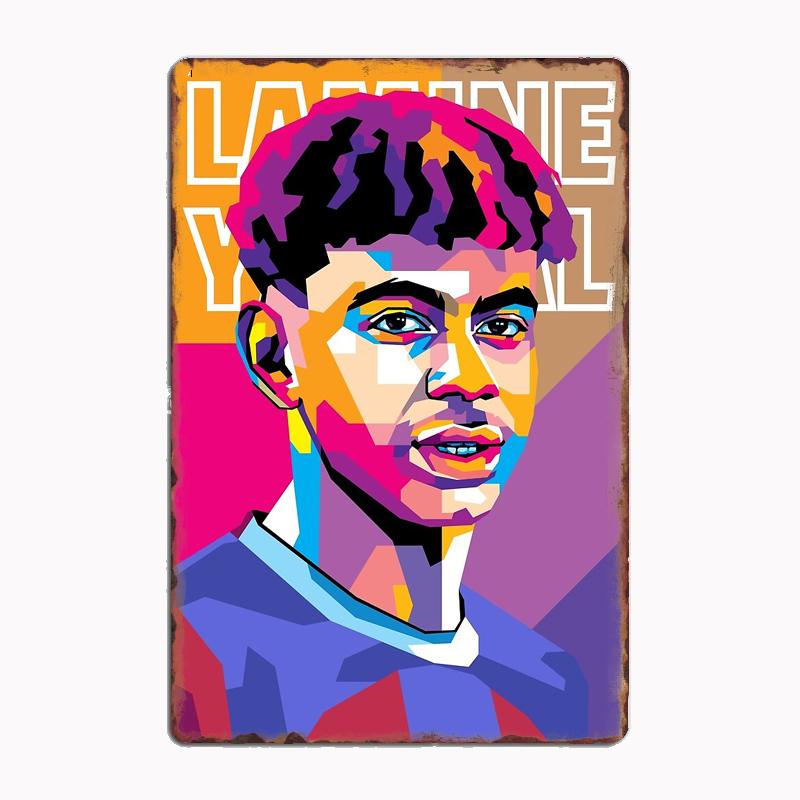 

Lamine Yamal WPAP Style Football Sport Player Posters Metal Print Sign Garage Room Cinema Living Custom Tin Vintage Home Decor 20x30cm（7.8x11.8inch）