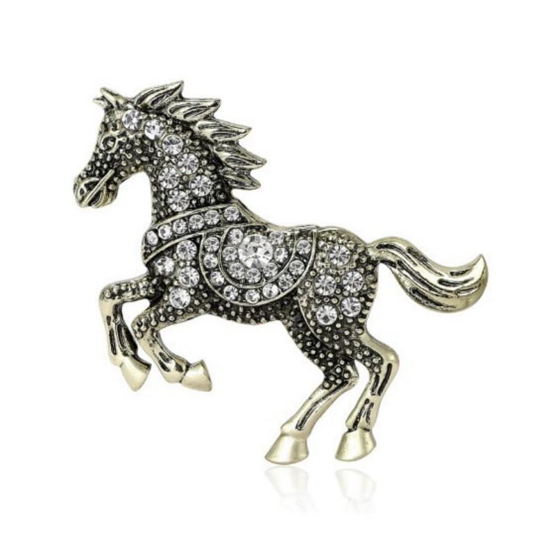 Creative Rhinestone Horse Brooches Party Favors  Animal Lapel Pins Horse Head Brooches  Chinese New Year Couple  Gift