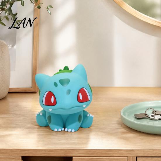 Classic Cartoon Collectible Cute Bulbasaur-Shaped Resin Figurine, Statue with Red Eyes Green Environmentally Friendly Back, Stable Sitting Tabletop