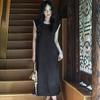 French retro printed nightdress women's summer cotton and silk loose loungewear high-end dress vacation dress can be worn outside