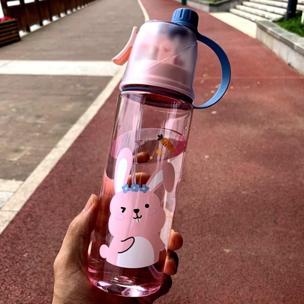 Cartoon Sports Water Cups Transparent Plastic Water Bottles Portable Fitness Drinking Cups Summer