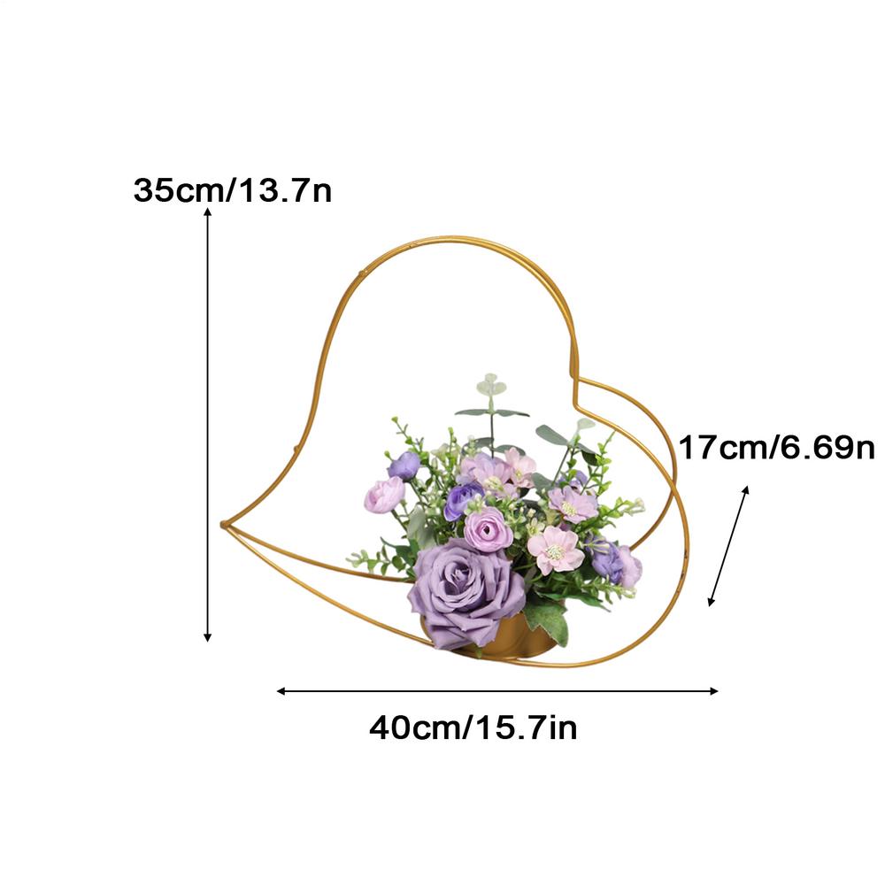 

Heart Shaped Iron Wedding Baskets Geometric Metal Centerpieces Simulation Rose Valentine Day Decoration Table Decoration фіолетовий