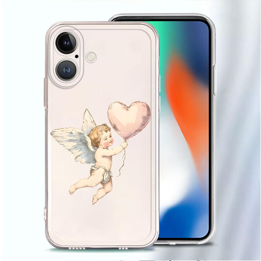 Coque de téléphone souple Bébé Ange pour iPhone 17 Pro Max 13 Pro 15 16 XR 11 12 Mini XS Max Air 7 8 14 Plus