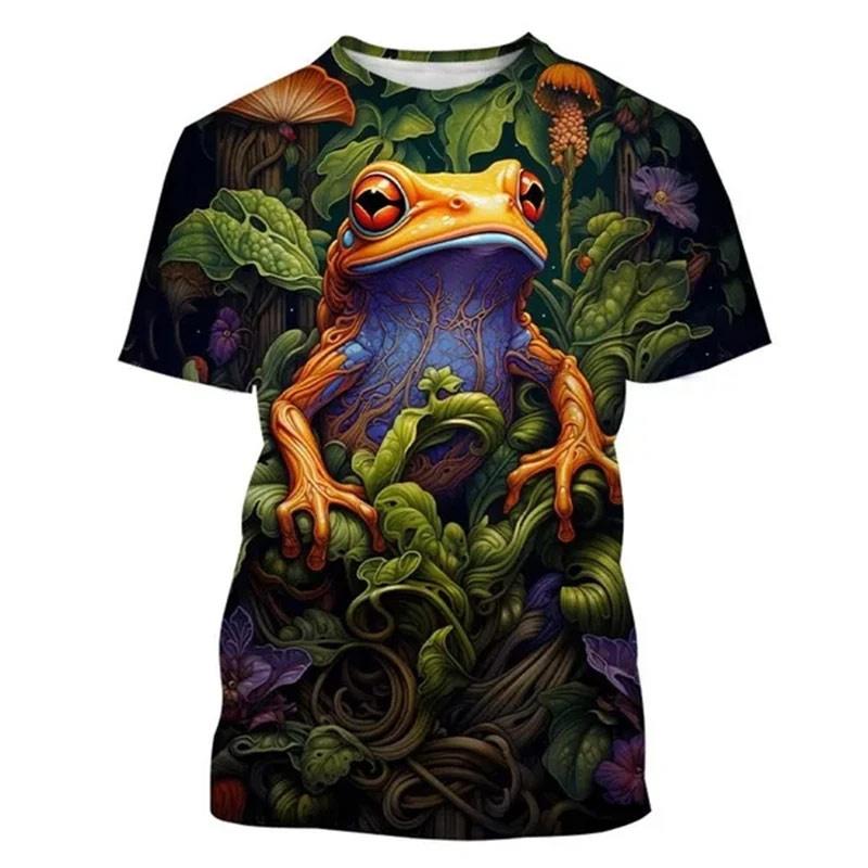 Cartoon Tree Frog Graphic T-Shirt For Men Funny Animal 3D Printed T Shirts Summer Fashion Casual Round Neck Tees Short Sleeves