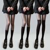 Women'S Sexy Patchwork Sheer Black Thigh High Fake Stockings Slim Perfect Legs Tights Stripe Over Knee Pantyhose Female Hosiery