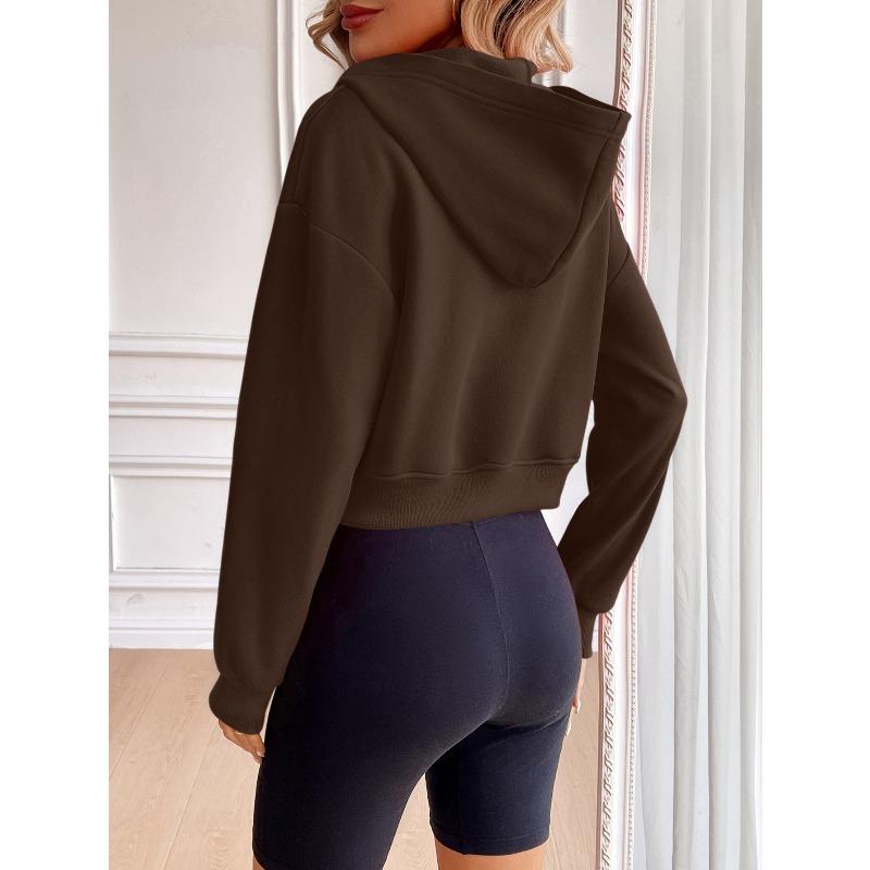 Women's Fashion Casual Solid Color Print Long Sleeve Hooded Hoodies & Sweatshirts
