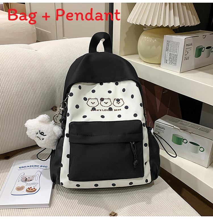 Girls Large Capacity Color Block Student Backpack With Nylon And Ergonomic Straps Black Small