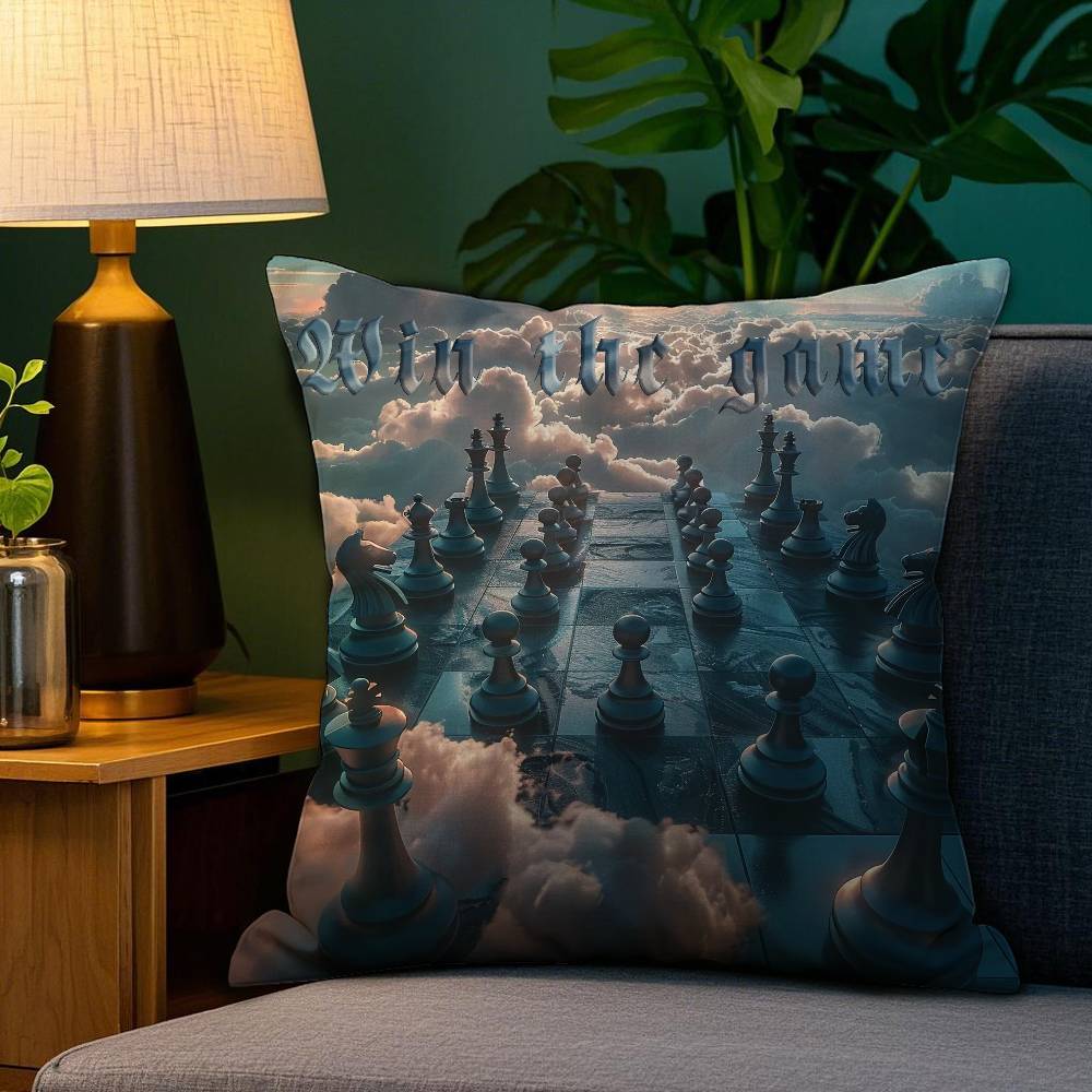 Classic Chess Pillow Case Plush Fabric Soft Double Sided Print Sofa Cushion Cover Throw Pillow Covers