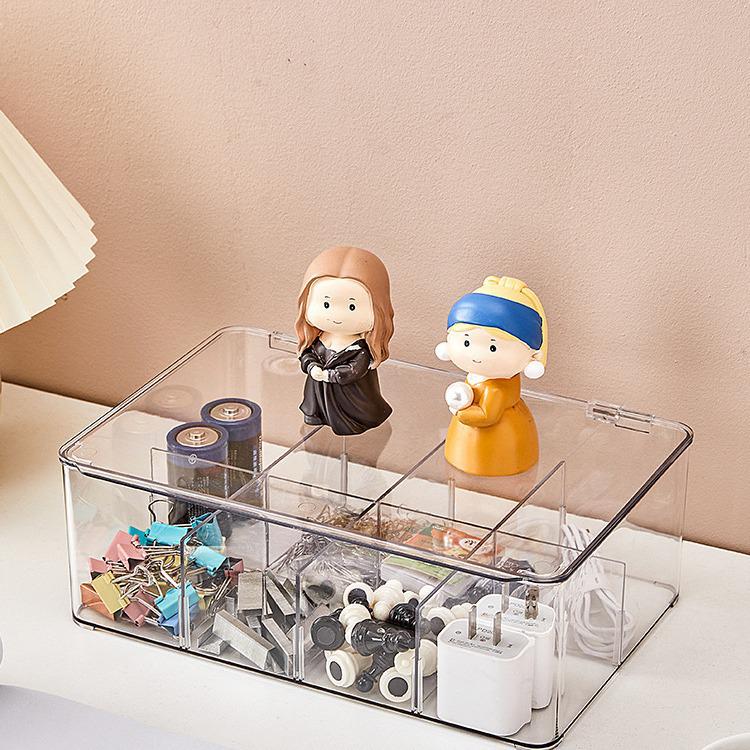 Organizator transparent pentru pliculețe de ceai și cafea cu capac și compartiment pentru carduri