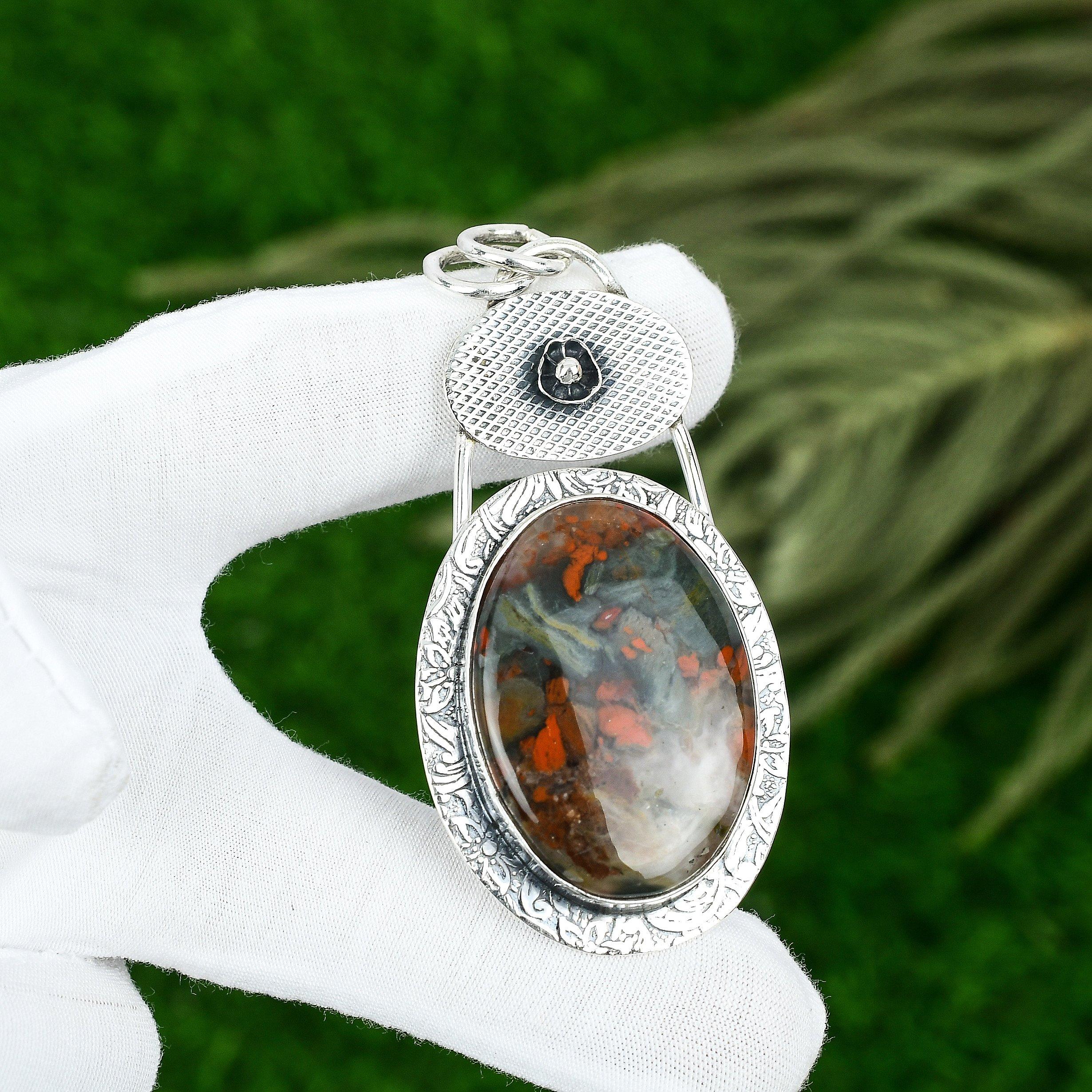 Easter Deal 925 Silver Oval Tabu Jasper Gemstone Boho Sister Anniversary Pendant