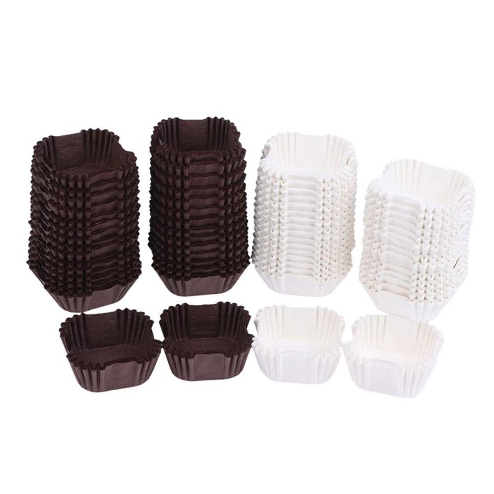 100 Stück Umweltfreundliche Papier-Quadrat-Cupcake-Förmchen Ölbeständige Quadratische Papier-Förmchen Mondkuchen-Papierhalter Geburtstagsparty
