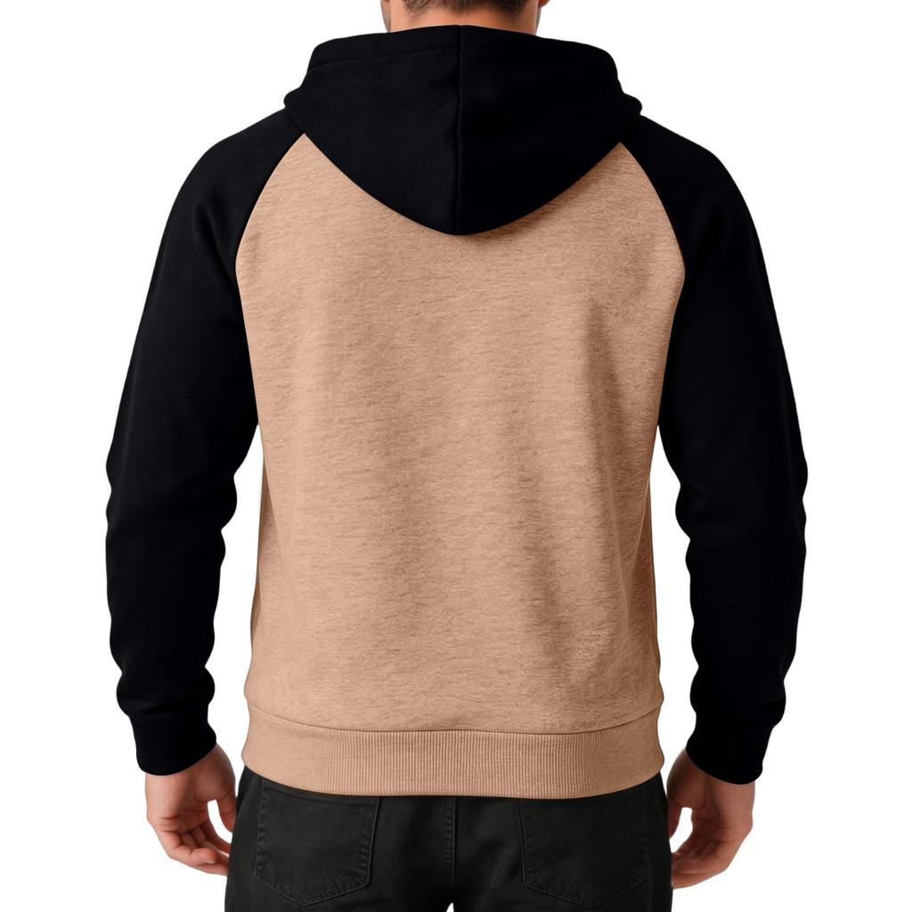 Herren Freizeit Kapuzenpullover mit durchgehendem Reißverschluss und Farbblöcken