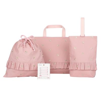 KIYOHARA Lesson Inner Shoes Gym Clothes Name Embroidered Light Pink Girls' Bag, Bag, Bag, Sticker, Cherry, KOF34-S3N