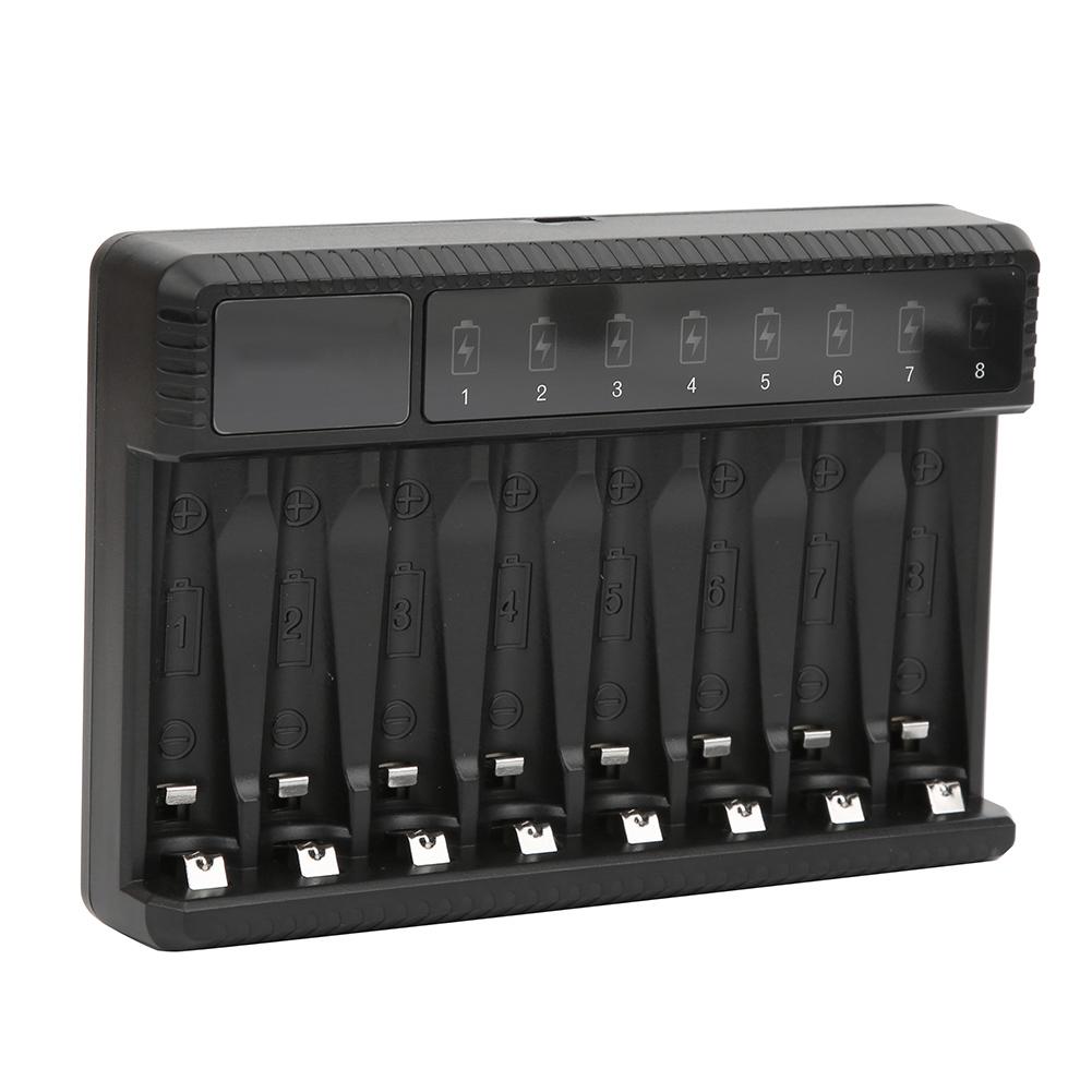SEIVI Ni MH USB Battery Charger for AA AAA Battery Charge LCD Display Screen Eight Desktop Charger with 8 AAA Battery