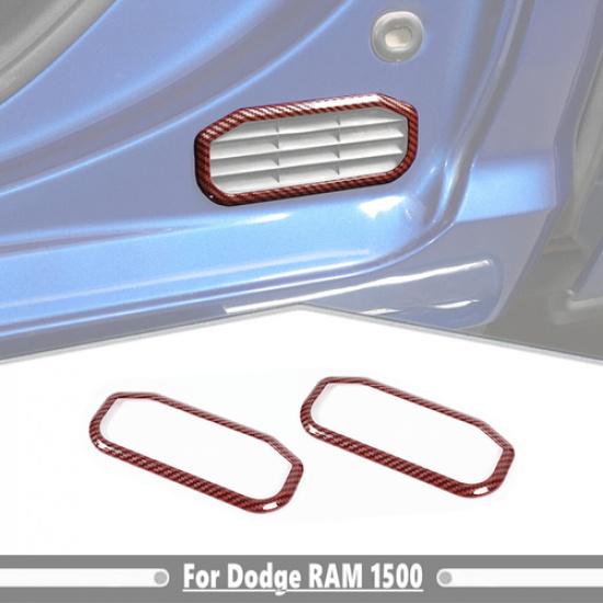 For Dodge Ram 1500 2010-2026 Red Carbon Rear Door Air Exhaust Vent Cover Trim 2P