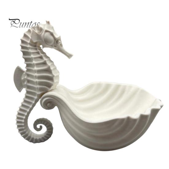 Creative Gifts for Jewelry Lovers 3D Printed Seahorse Shell Tray Rings Necklaces Bracelets, Ocean Inspired Room Decor Style Desktop Organizer,