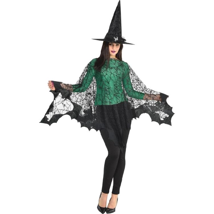 Halloween Webs Shawl Poncho for Women Lady Dark Shawl Proms Dark Lace