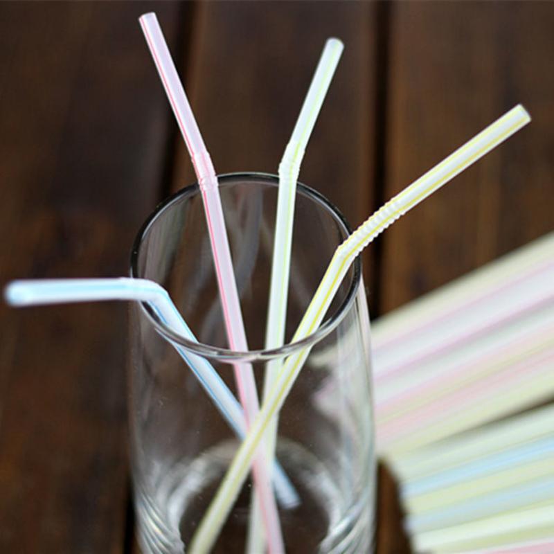 500Pcs Disposable Straws Individually Wrapped Single Stick Plastic Bubble Milk Tea Juice Coarse Bend Party Rainbow Straw