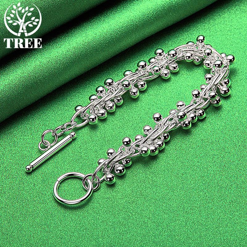Wholesale 925 Sterling Silver Smooth Multi-Bead Bracelet For Women Fine Fashion Jewelry Birthday Christmas Party Gift Accessorie
