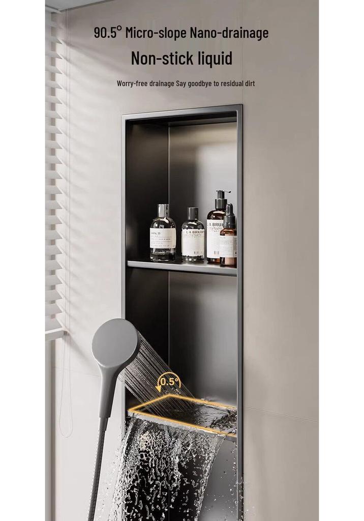 304 Stainless Steel Recessed Bathroom TV Niche - Custom Metal Finish Inset Storage Shelf