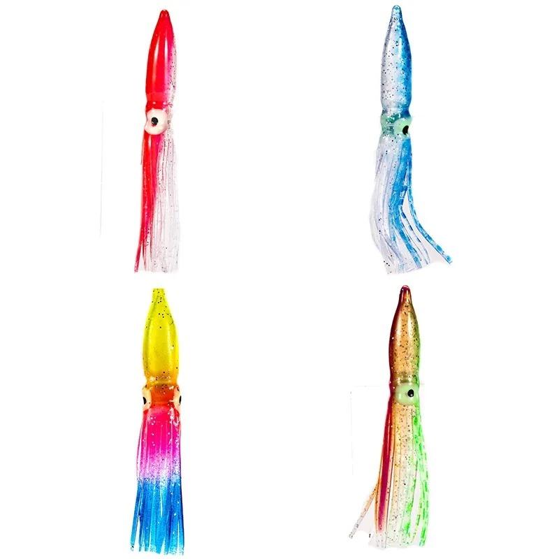 10 Pcs/lot 8cm Multicolored Flash Scale Bionic PVC Lua Bait Big Head Squid Soft Bait