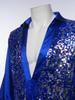 S-XXL Bodysuit de Dança Latina Ballet Masculino Bodice Brilhante com Lantejoulas Decote V Cetim Mangas Longas Entrepernas com Botões Collant para Treinamento Palco