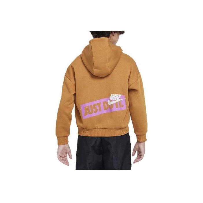 Nike Sportswear Icon Fleece Logo-Print Kapuzenpullover mit lockerem Schnitt für Kinder sweatshirt Ingwergelb DX5142-754